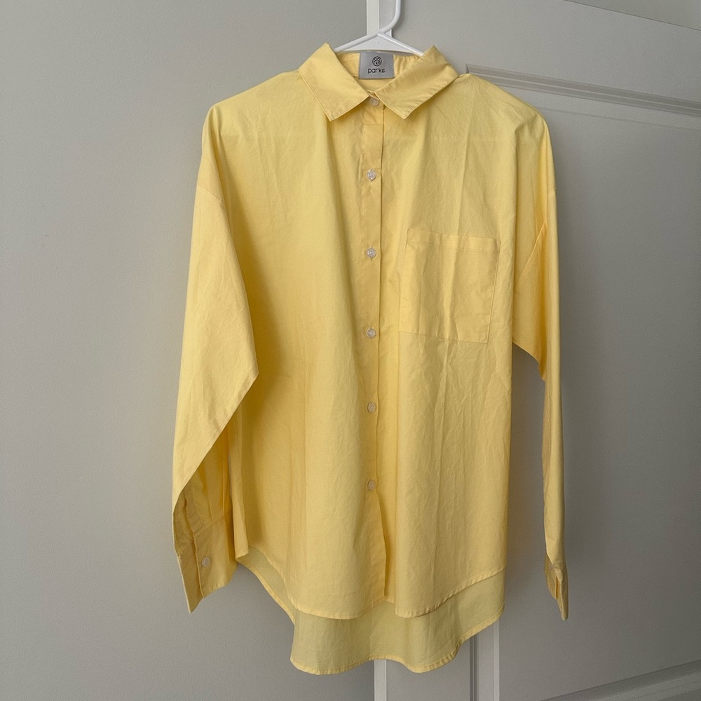 Parke Boyfriend Button Down Yellow Small NWT